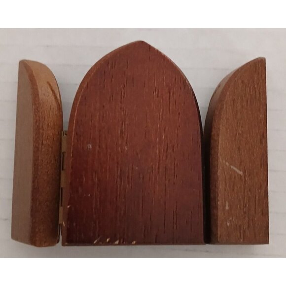 Vintage Triptych Wood Miniature Small Religious Folding Panels - Picture 2 of 9